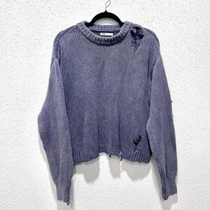 Zara Purple Distressed‎ Knit Sweater L